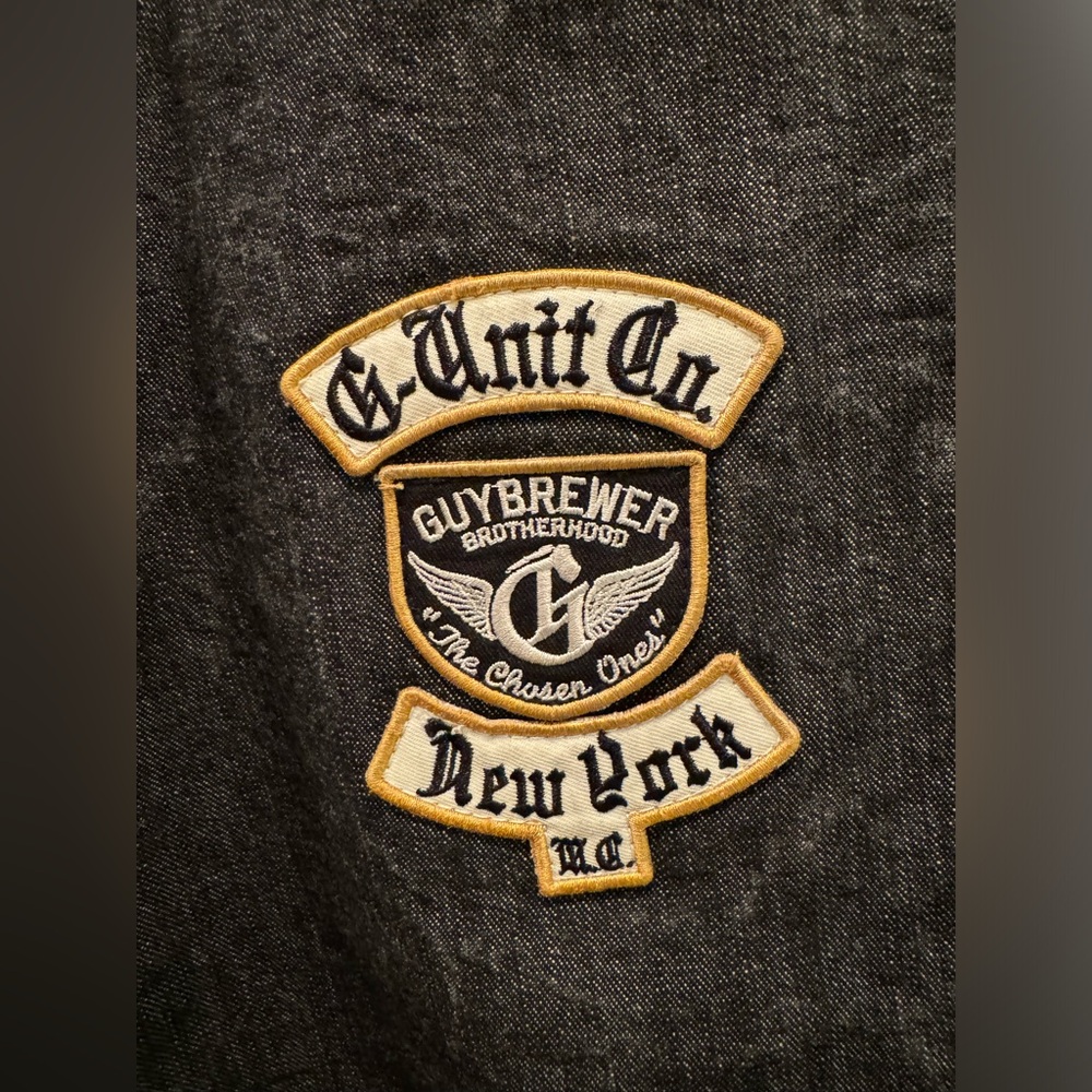 G-Unit waxed/indigo washed Jean shorts